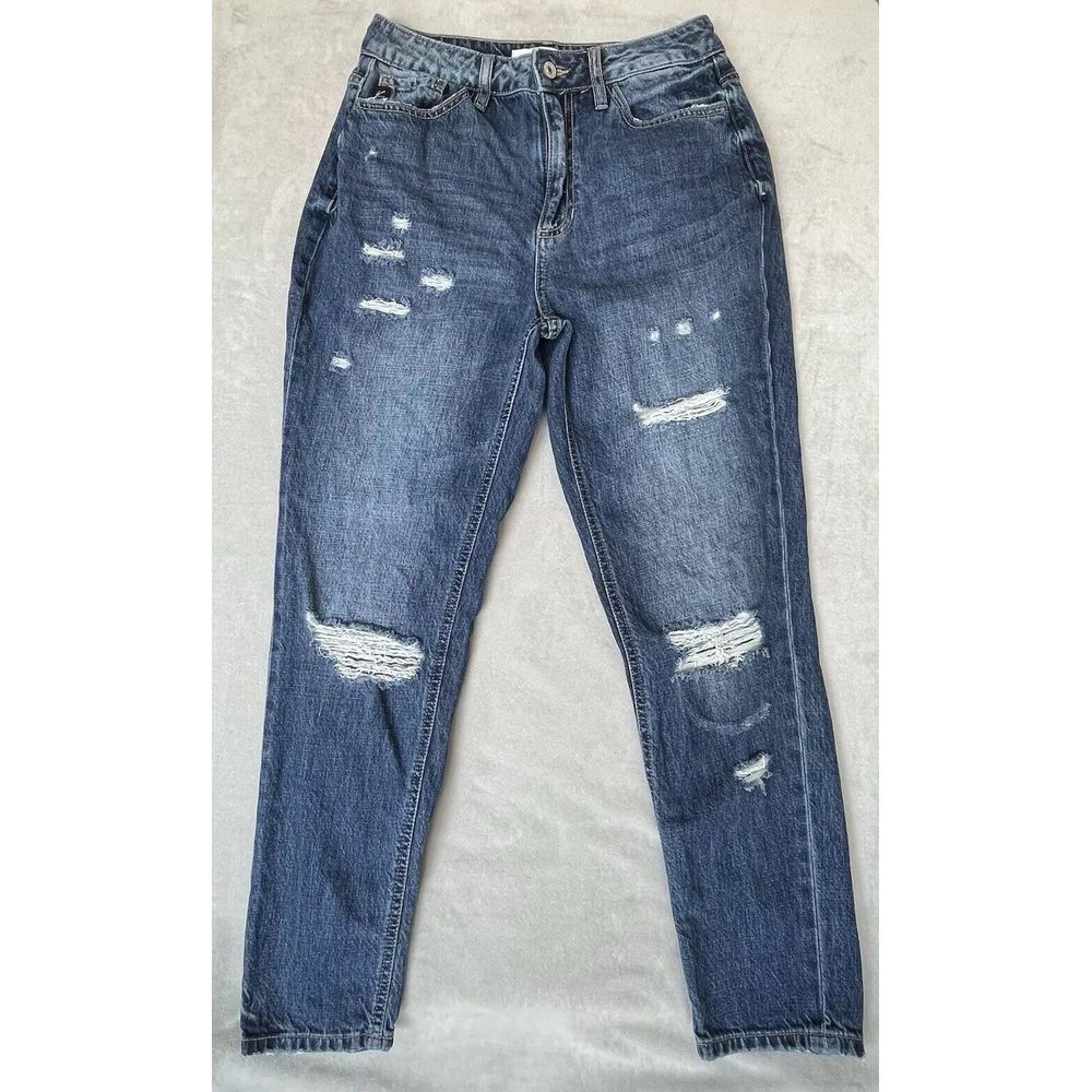 KanCan Jeans Womens 5/26 Blue Medium Wash Mom Distressed KC9147D High Rise 27x27